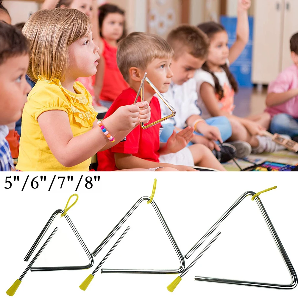 

1Pc Triangle Orff Musical Instruments Band Percussion Educational Musical Triangolo for Children 5/6/7/8/ inch Kid Child Gift