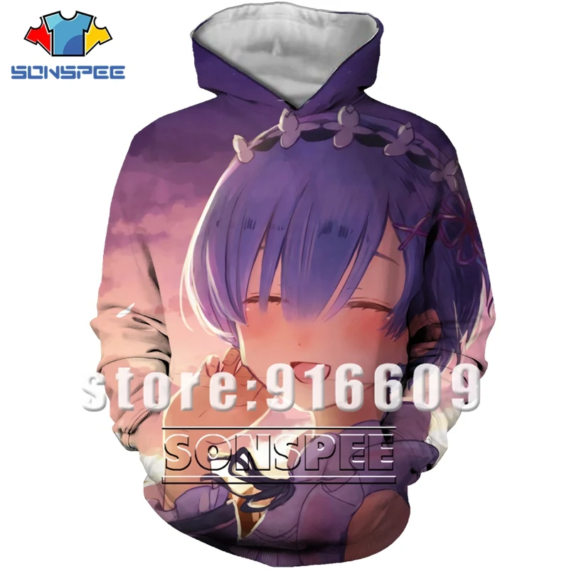 20 Унисекс Модный 3D принт Re: zero Твин горничной Рам худи rem Повседневный пуловер Толстовка аниме Твин горничной Harajuku рок толстовка с капюшоном - Цвет: 20