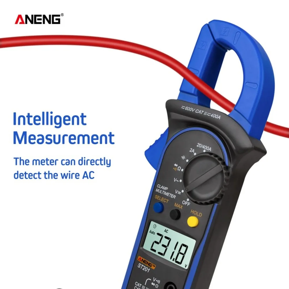 ANENG ST201 1999 отсчетов цифровой клещи мультиметр DC/AC Амперметр напряжения резистивно-ёмкостный диодный тестер данных