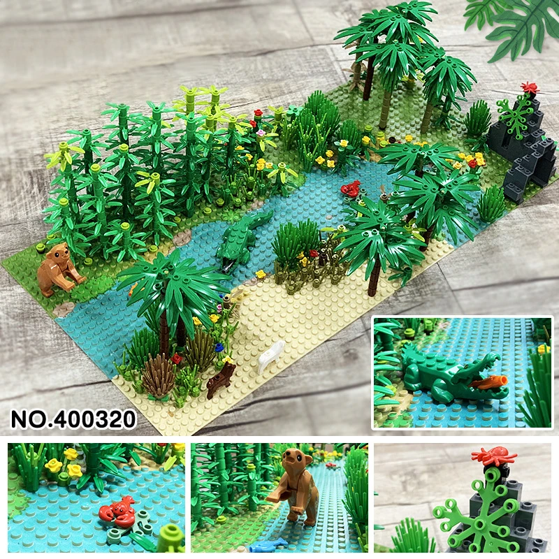 Big Legoingly Rainforest Building Blocks River Baseplate Trees and Flowers City Street MOC Accessories Parts Set Kids Toys Gifts (5)