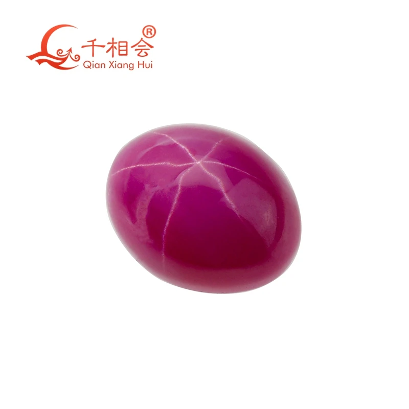 

oval shape Artificial star sapphire red color flat back cabochon loose gem stone