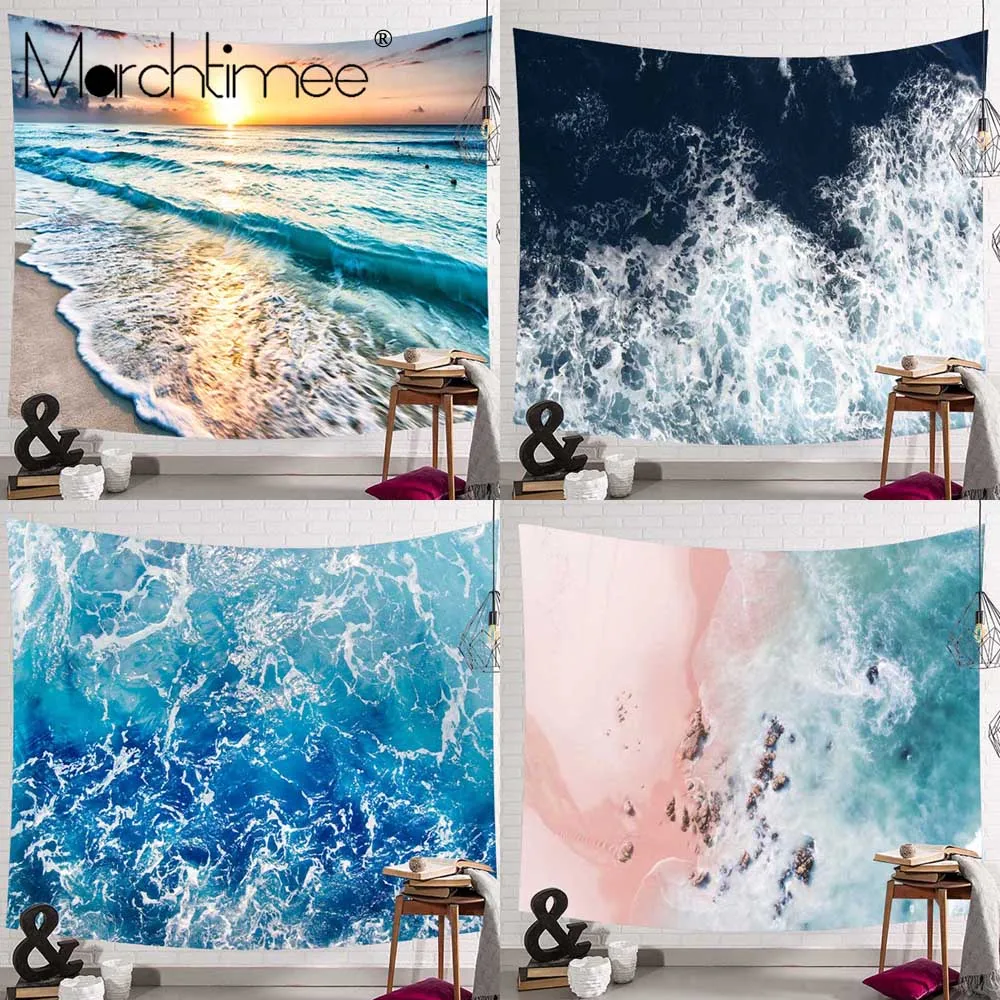 

Sunny Blue Beach Print Wall Tapestry Cheap Hippie Wall Hanging Bohemian Sand Surf Tapestry Mandala Wall Art Decor Tapestries