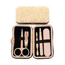 5 в 1 блестящий чехол для ухода за ногтями, инструмент для красоты, маникюрный педикюр, набор для женщин, мужчин, девочек, мальчиков, подарок для маленького ребенка