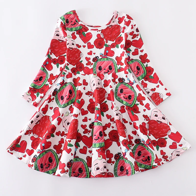 newborn baby girl skirt Girlymax Baby Girls Kids Clothing Milk Silk Love Heart Shape Twirl Dress Knee Length Long Sleeve baby girl doll skirt