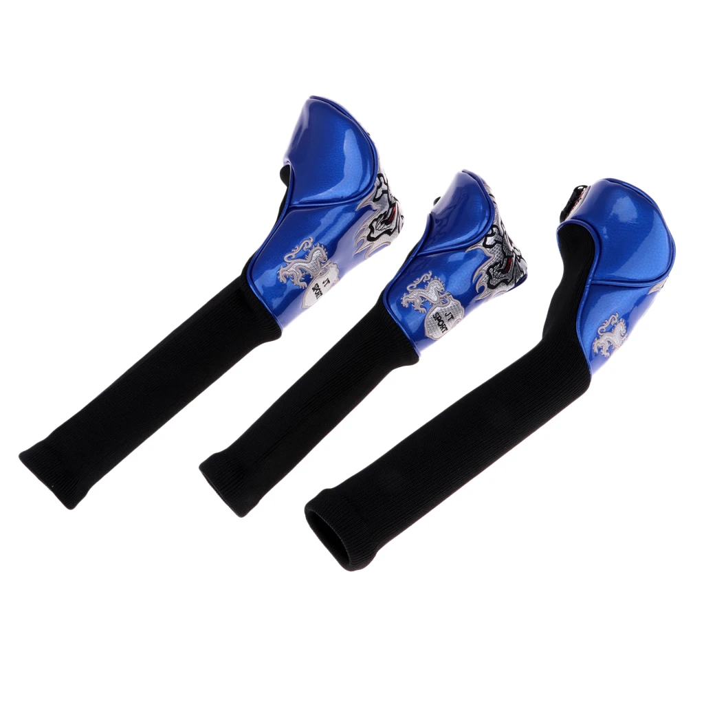3 Pack Durable Skull Head Golf Cover Headcover for Driver Fairway Wood