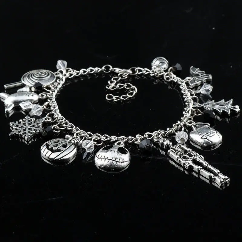 The Nightmare Before Christmas Jack Skellington Sally Gothic Bracelet Charm Women Anklets Wristbands Pendant Drop | Украшения и