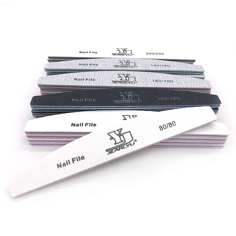 10Pcs/lot Nail File 80/100/150/180/240 Grit Manicure Pedicure Buffering Banana Design Polisher Nail Art UV Gel Tools System Set