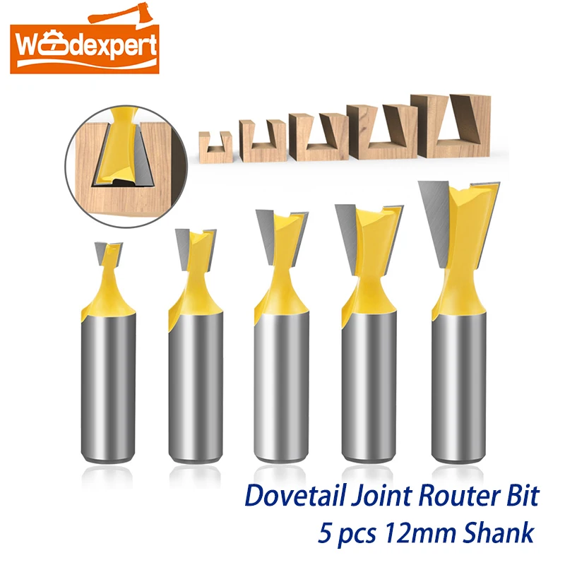 Dovetail Milling Cutter Wood 12mm Dovetail Joint Router Bit Dovetail Drawers 5pcs Aliexpress