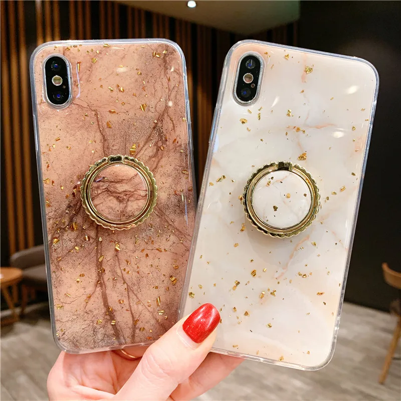 Мраморный чехол с золотой фольгой для телефона iPhone 11 Pro Max XR XS Max 6 6S 7 8 Plus X мягкий блестящий чехол с блестящей задней крышкой