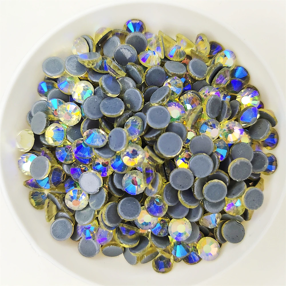 All Size Color AB Top Quality Crystal Glass Super Bright Hot Fix Rhinestone Strass Hotfix Iron On Rhinestones for Fabric Garment 