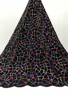 

African Net Sequence Lace Fabric Organza Wholesale Gold Nigerian Lace with Velvet and Sequences Bridal Lace Fabric Embroidery