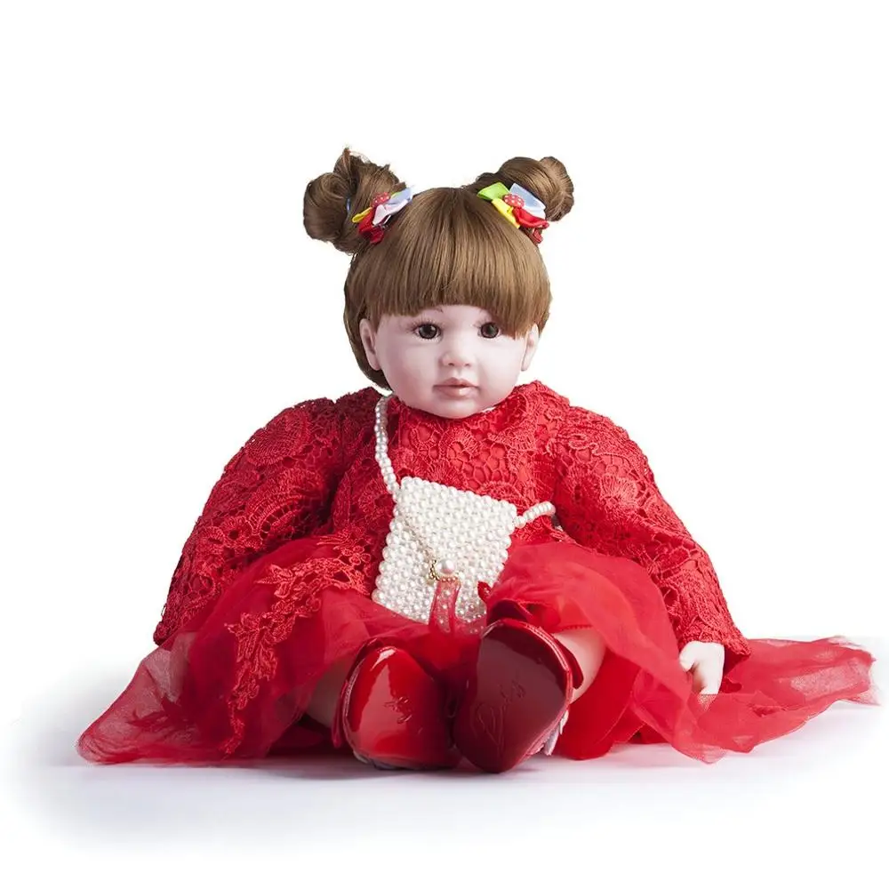 Красный Bm0155 Reborn Baby Doll силиконовая виниловая Реалистичная кукла для девочек 55 см Реалистичная принцесса детская игрушка детский подарок на день рождения - Цвет: Красный