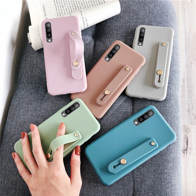 Ремешок на запястье Чехол для samsung Galaxy S10 5G S10E S8 S9 плюс A10 A20 A30 A40 A50 A60 A70 A80 A7 M30 кольцо-подставка с силиконовой крышкой