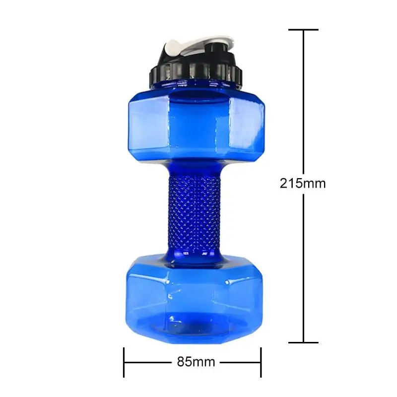 Large Water Bottle 2.2L PETG Dumbbell Shaped Sport Running Fitness Exercise Gym Shake Weight