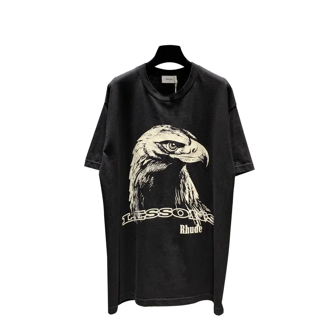 

19ss Rhude T Shirt Men Women Eagle Printing Chicago Limit Harajuku Streetwear Summer Tshirt Cotton Couple RHUDE funny t shirts