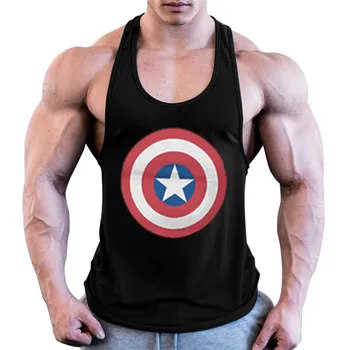

Captain America Shield Cotton Bodybuilding Stringer Tank Top Gyms Clothing Men Fitness Vest Singlet Sportswear Workout Tanktop