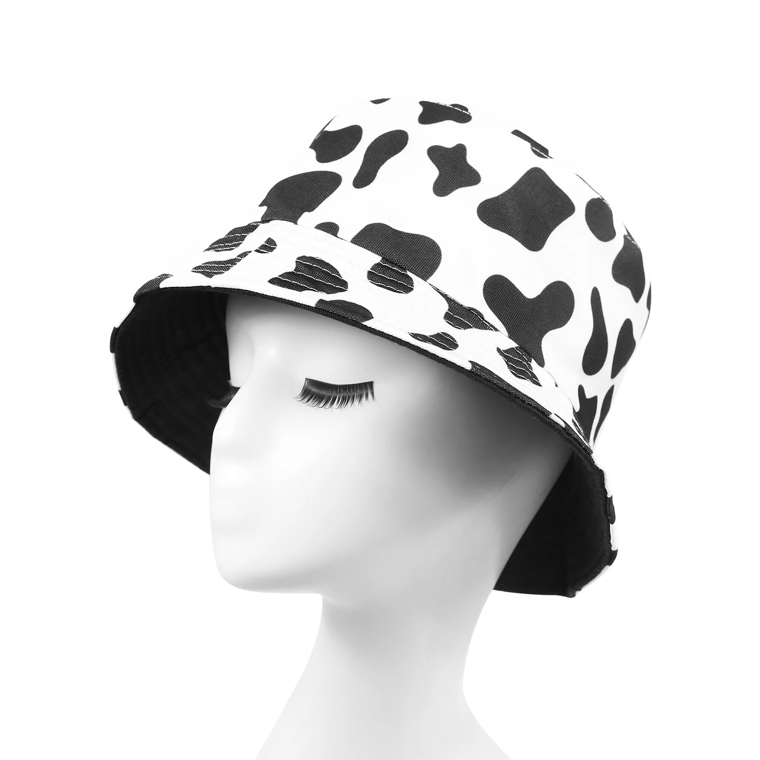 

2020 New Girls Cow Print Bucket Hat Women Spotty Dog Printed Fisherman Hat Ladies Sun Protective Hat Animal Summer Hat
