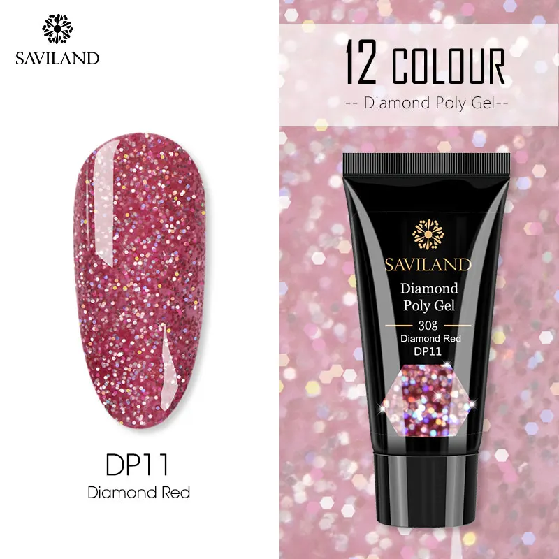 SAVILAND Colors Diamond Poly Gel Soak Off UV Builder Gel Glitter Gel Lacquer Camouflage Fast Nail Extension Poly Gel Art Design - Цвет: 30ml DP11