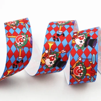 

Clown cartoon character ptinted grosgrain ribbon DIY handmade materials gift wrap garment material 16mm 22mm 25mm 38mm 57mm 75mm