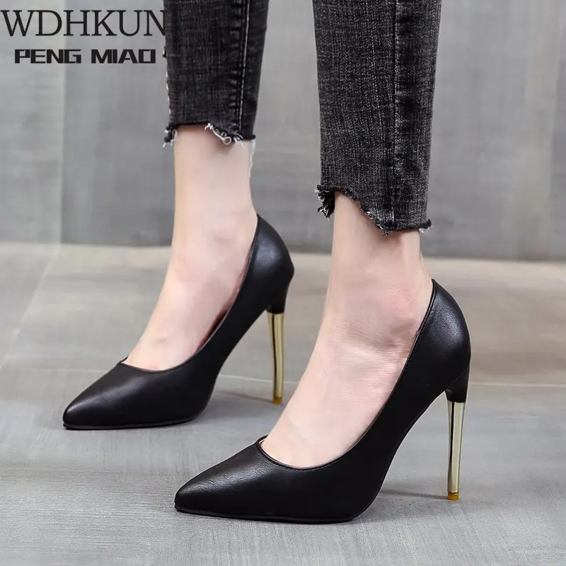 Bianco Testa Tonda Tacchi Alti Tacchi Sottili Eleganti Scarpe Singolo Pompe Sexy Scarpe di Grandi Dimensioni Scarpe Da Lavoro delle Donne Professionali 41,42,43