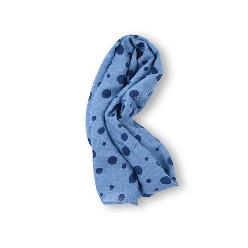 Зимний шарф для девочек; Новинка; Модный хлопковый и льняной шарф в горошек; теплый зимний шарф