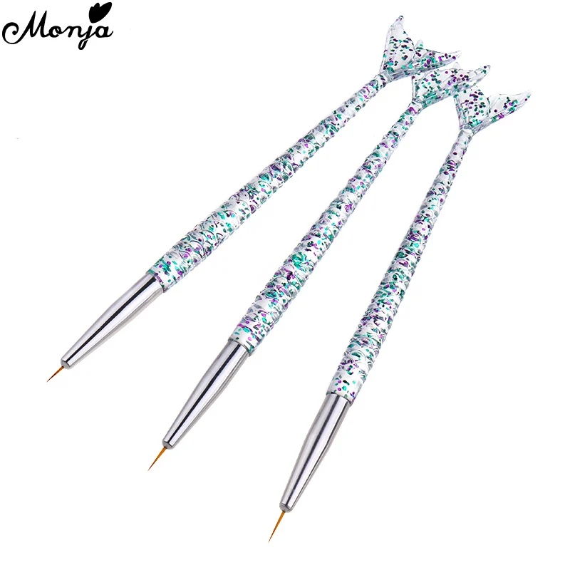 Monja 3 шт./компл. Русалка Ручка Nail Art французский полоса линии лайнер кисть картина чертежная ручка типа сделай себе сам дизайн Маникюрный Инструмент