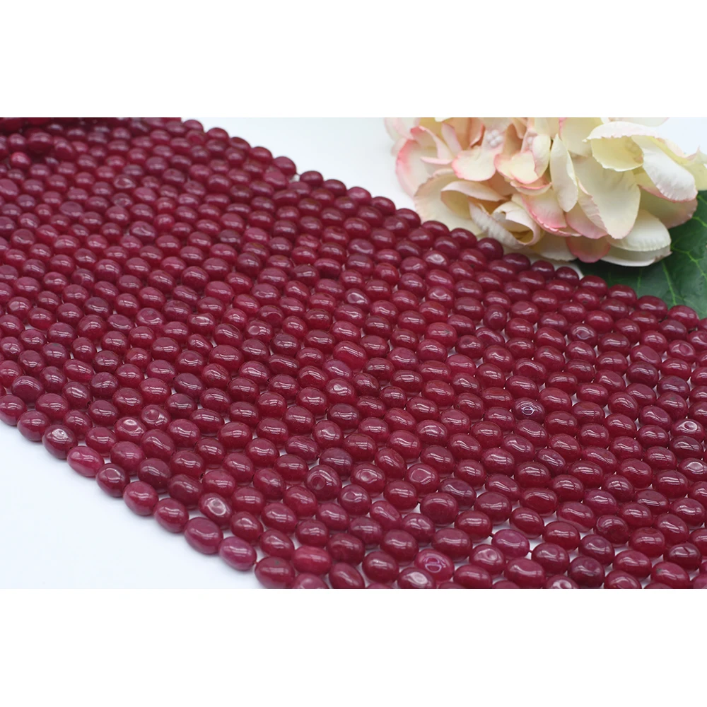 8x10mm Natural Smooth Ruby Color Oval stone beads For DIY Bracelet Necklace Jewelry Making Strand 15