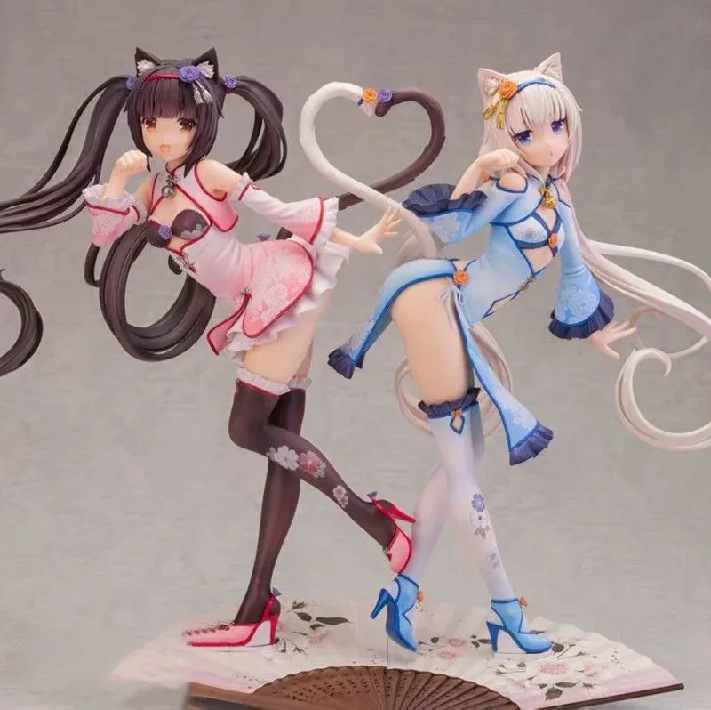 24cm Anime Nekopara Figure Blue Pink Chocolat vanilla PVC Action Model Collectible model Toys Kid Gift | Игрушки и хобби