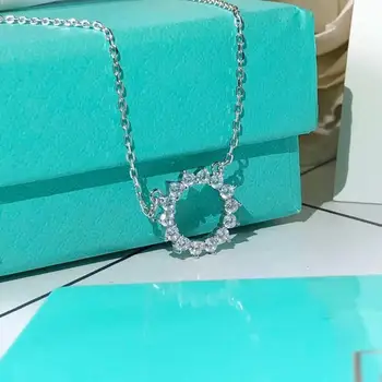 

TSHOU341 romantic 925 zircon Sterling silver round hollow zircon necklace 925 Silver women accessories gift