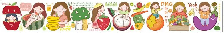 Food Fight 3 50 мм x 5 мcute сладкая девочка васи лента для еды серия японская клейкая лента декоративная лента для ноутбука дневник аксессуары для творчества - Цвет: Food Fight 3