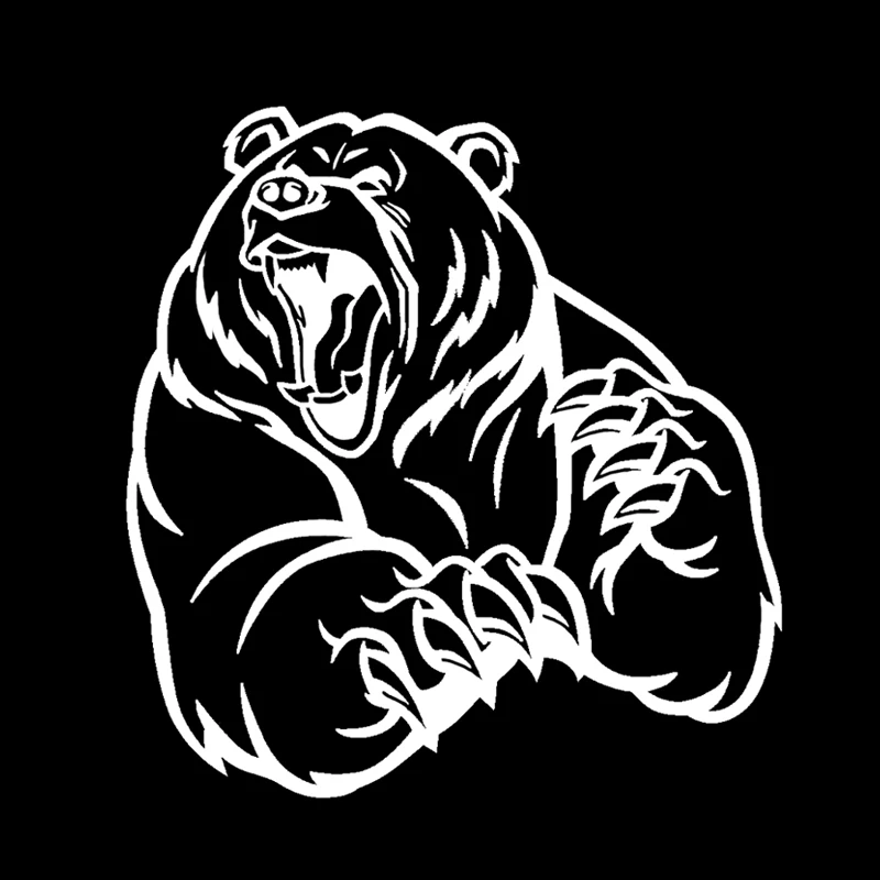 Крутая забавная наклейка на автомобиль с серым коричневым медведем