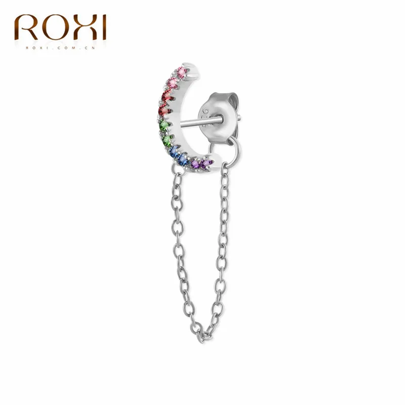 ROXI модные радужные Подвески с фианитом Висячие серьги для женщин Moon Star Boho ювелирные украшения для свадьбы серьги из стерлингового серебра 925 пробы