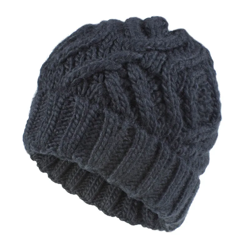 black hat Модная вязаная шапка, зимние шапки для женщин, czapka zimowa gorros mujer invierno bonnet, теплая шапка для девочек, muts czapka zimowa - Цвет: black hat