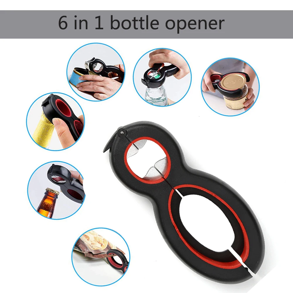 

Multi-Function 6 in 1 Can Beer Bottle Opener All in One Jar Gripper Can Beer Lid Twist Off Jar Wine Opener Claw Dropshipping