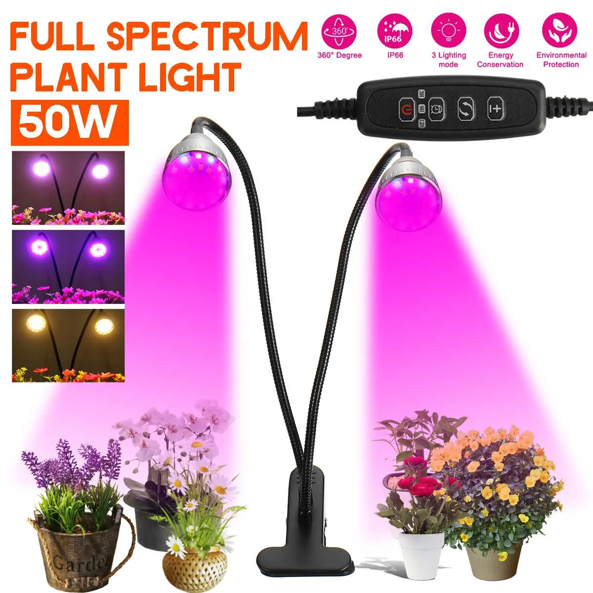 

50W 78LED Growing Lamps Full Spectrum Plant Lighting 3 mode Auto Timing Function LED Grow Light For Plants Flower Seedling