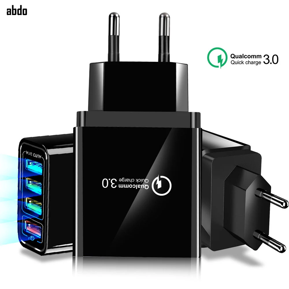 4 USB QC3.0 быстрое зарядное устройство мобильное зарядное устройство для телефона для путешествий EU/US/UK настенное зарядное устройство адаптер быстрой зарядки для Apple iPhone XR XS X Max 8/7