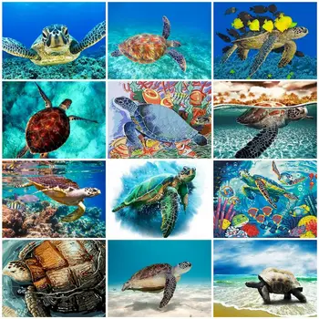

GATYZTORY DIY Painting By Numbers Sea Turtle Paint By Numbers For Adults Frame Pictures Seabed Acrylic Kit Wall Decor Gift