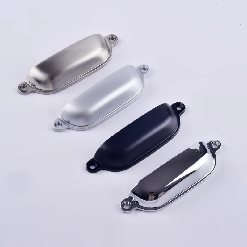 Surface Mounted Dark Handle Shell Ears Bright Chrome Furniture Handle Cabinet Wardrobe Cabinet Drawer Semi-Circular Handles