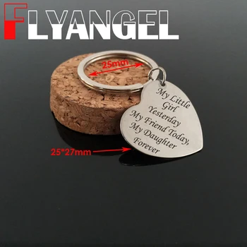 

FLYANGEL New Style Engraved Key Chain Heart Keyring My Little Girl Yesterday My Friend Today For Daughter Bride Gifts