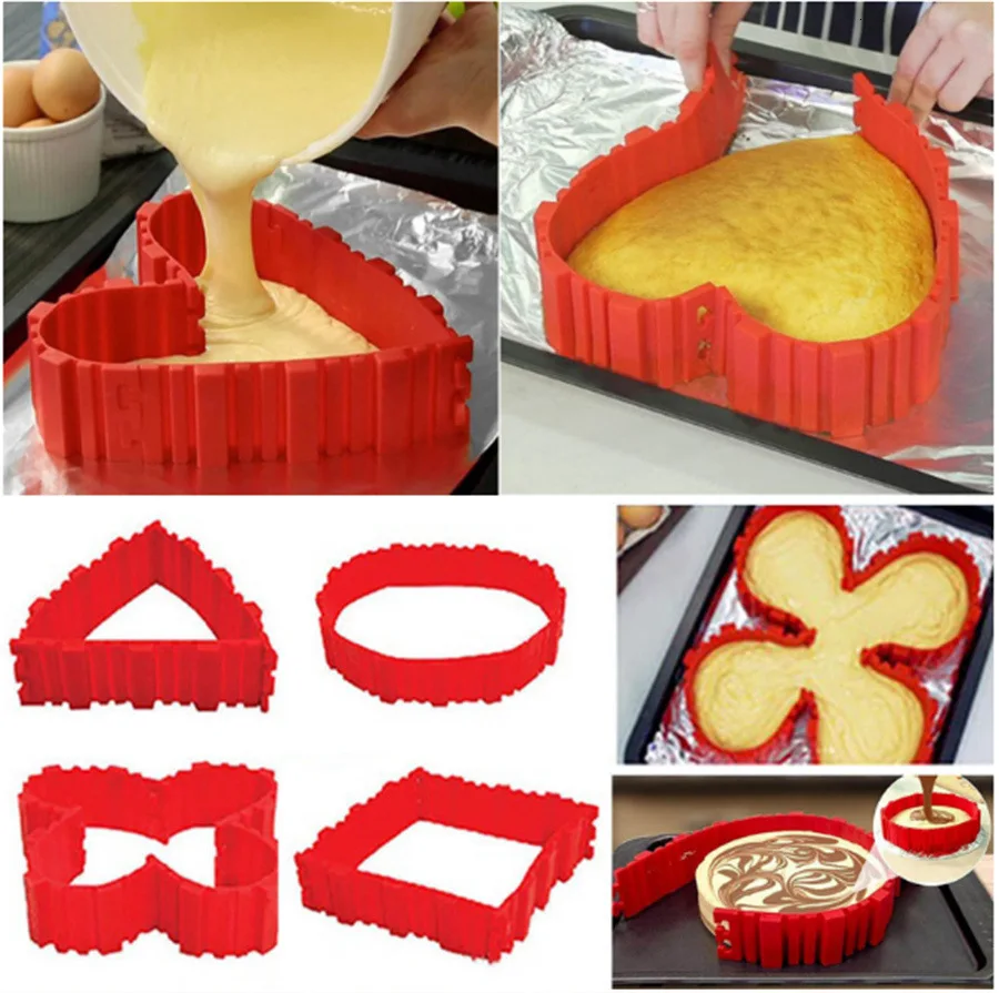 4 шт испечь змея, мульти стиль DIY Головоломка, запеченный кремнезема форма для торта, комбинация форма для торта