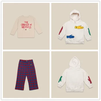 

Pre-sale Autumn and Winter Kid Three-piece Suit Bobo Boy Girl Cotton T-shirt Hooded Sweatshirt with Hooded Sweater Pants Suit