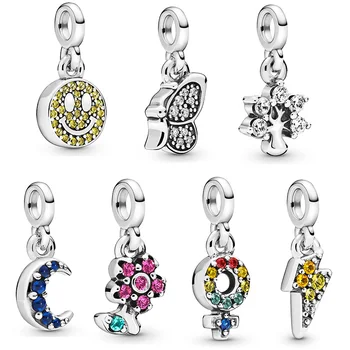 

7 Style 925 Sterling Silver Crystal Necklace Pin Pendant For Original Pandora Charms Women Bracelets & Bangles Jewelry