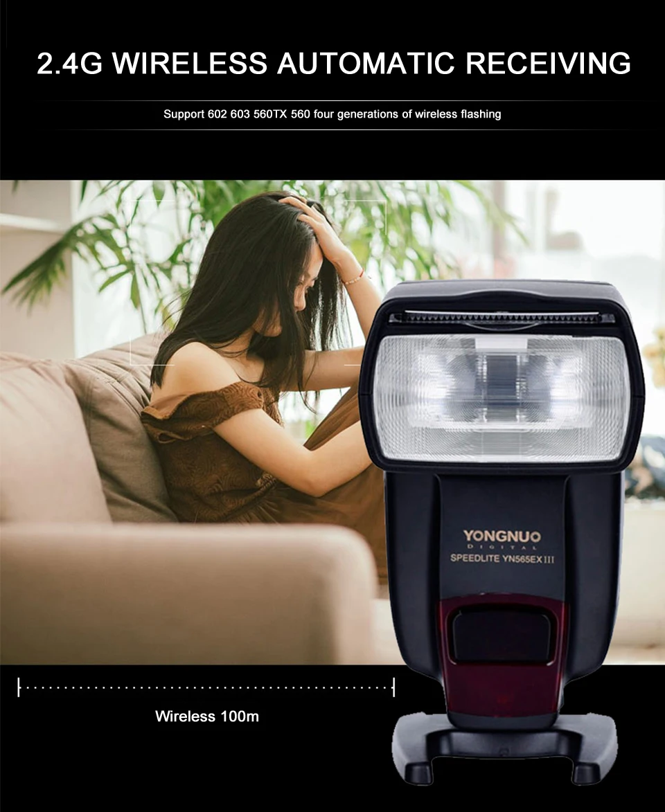 Светодиодная лампа для видеосъемки YONGNUO YN565EX III ttl Вспышка Speedlite для Canon 1100d 650d 600d YN565EX для Nikon D3300 D3100 D5200 D800 D750 D7100 камеры