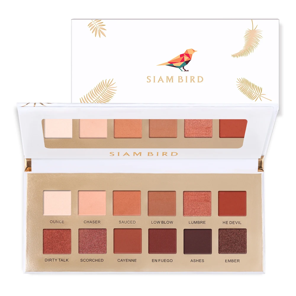 12 colors-white Siam Bird, новинка, Профессиональные Тени для век, палитра матовых блестящих теней для макияжа, палитра с высоким пигментом, тени для век, красные тени, яркая косметика - Цвет: 12 colors-white