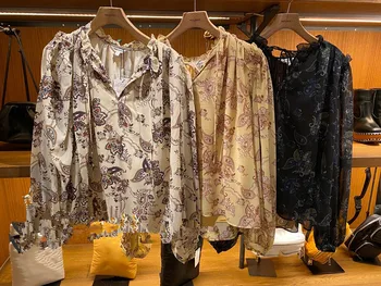 

M home collar lace chiffon printing shirt jacket reversible watermarking for flowers