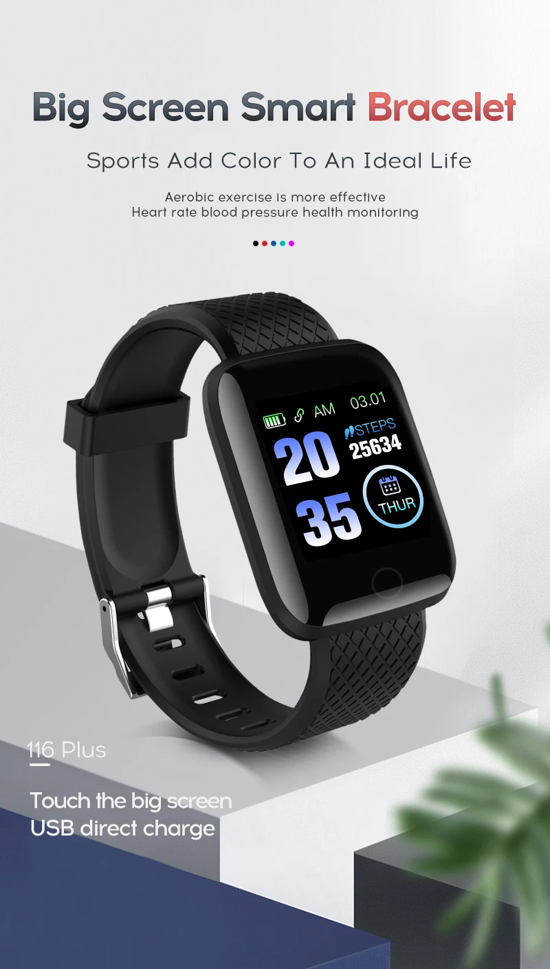 

116Plus Sports Smart Watch Men's and Women's Smartwatch for Android IOS Fitness Tracker Bluetooth Electronic Device Intelligence