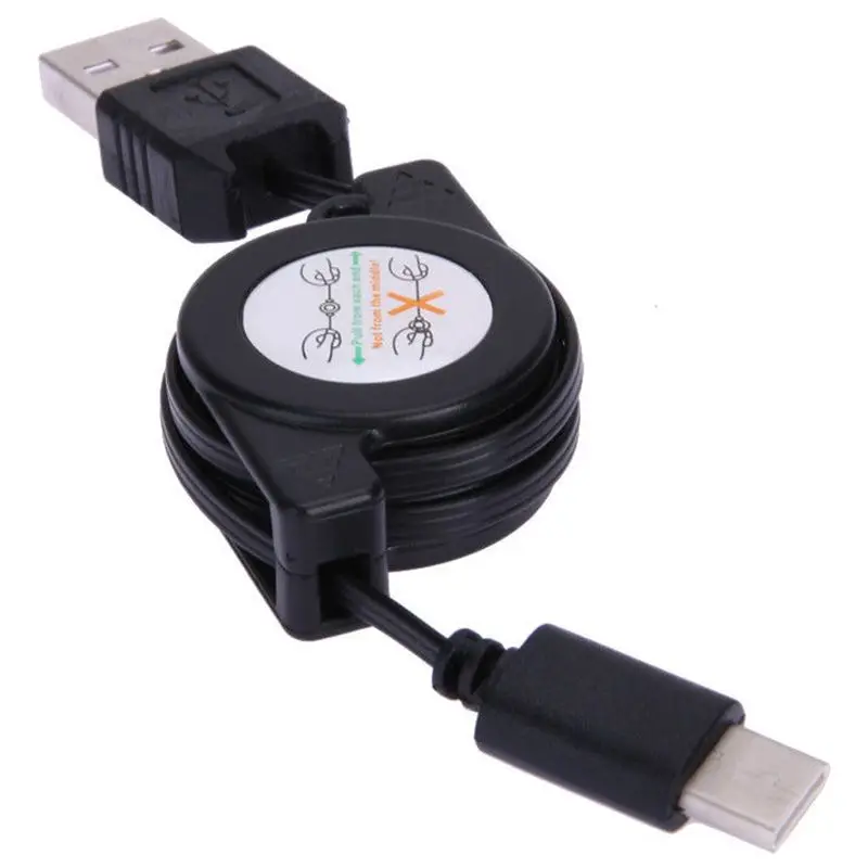 Usb type C USB 3,1 выдвижной кабель для зарядного устройства type-C USB-C кабель черный