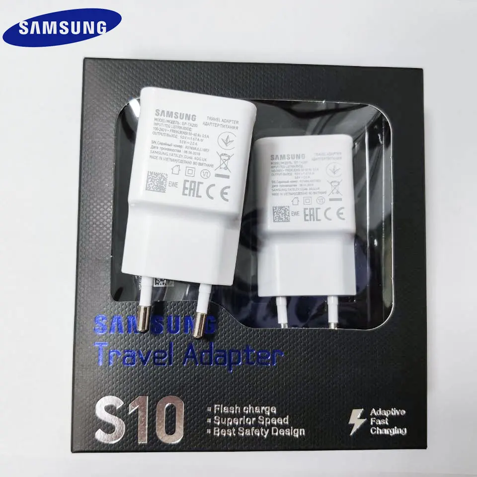 Samsung Galaxy S10 Зарядное устройство Адаптивное быстрое зарядное устройство usb сетевой адаптер для s10e s10 plus s7 s8 s9 Plus/note 8 9 A30 A50 A70 A80