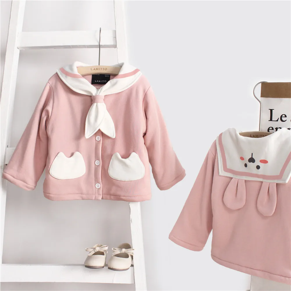 Tonytaobaby/осень-зима; Новинка; детская куртка для девочек с темно-синим воротником и бархатной подкладкой; Детское пальто