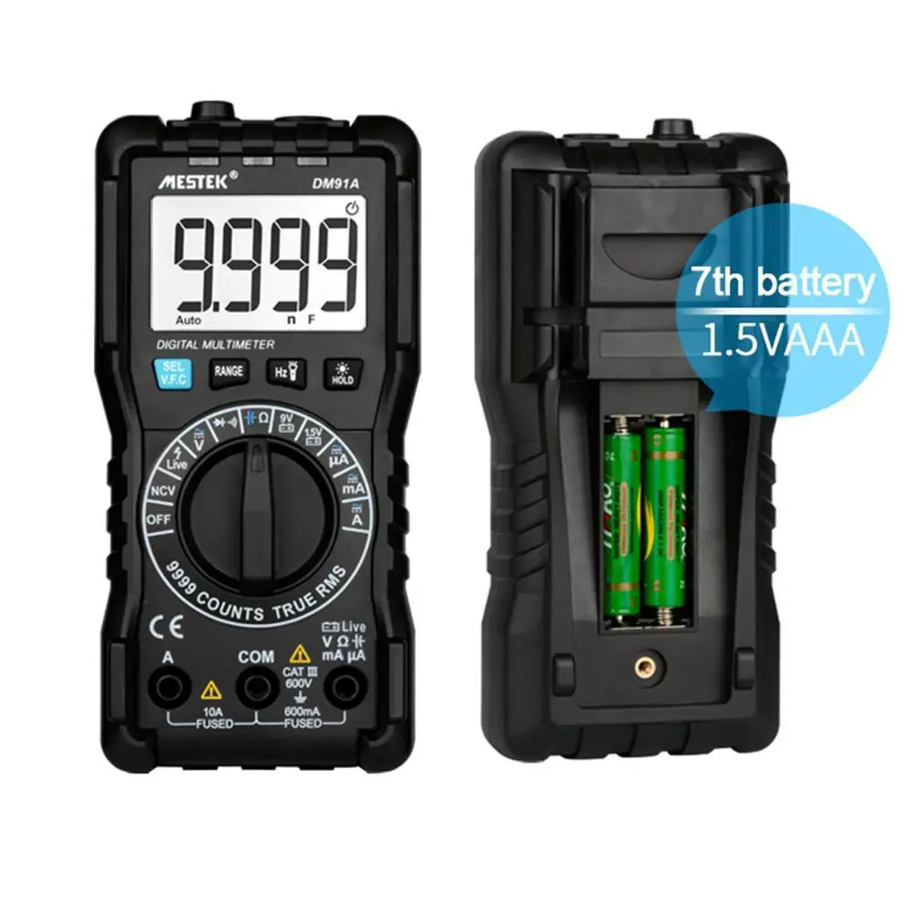 DM91A мини цифровой мультиметр 9999 отсчетов Авто измеритель дальности мультиметровый мультитестер